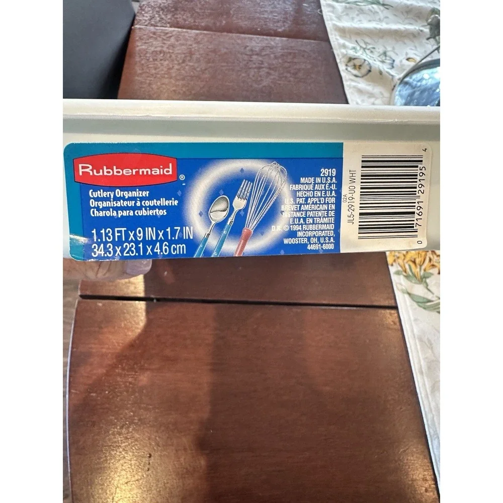 Rubbermaid 5 Slot Silverware Cutlery Utensil Organizer Tray In Drawer White 2919